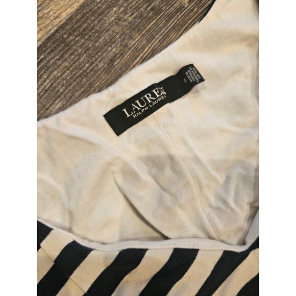 lauren ralph lauren sleeveless Maxi Dress 8 Medium Large navy stripe shelf bra - Picture 7 of 10